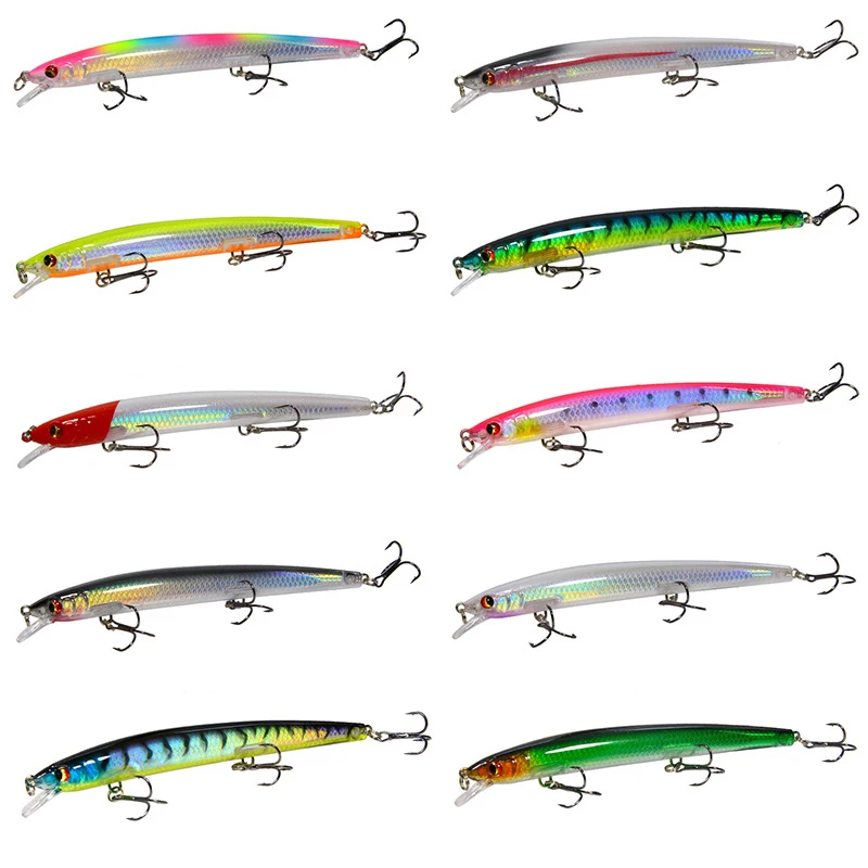 135mm 14.5g Minnow Fishing Lure laser Diving 0.5-1m Sea fishing perch Artificial Hard Bait pike lure Treble hook Wobbler Tackle