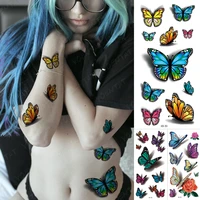 new women 3d temporary tattoo sticker waterproof body decals fake tatoo art taty butterfly pattern tatto girl