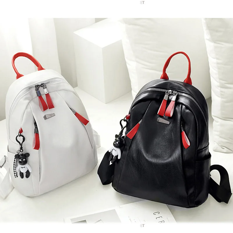 Туфли из мягкой кожи высокого качества рюкзак для женщин 2019 Новая мода черный