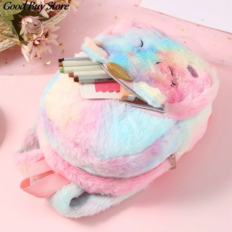 Cute Animal Fashion Backpack Children Soft Fur Schoolbag Winter Autumn Comfortable Kidergarten Kids Child Plush Backpacks Purse
