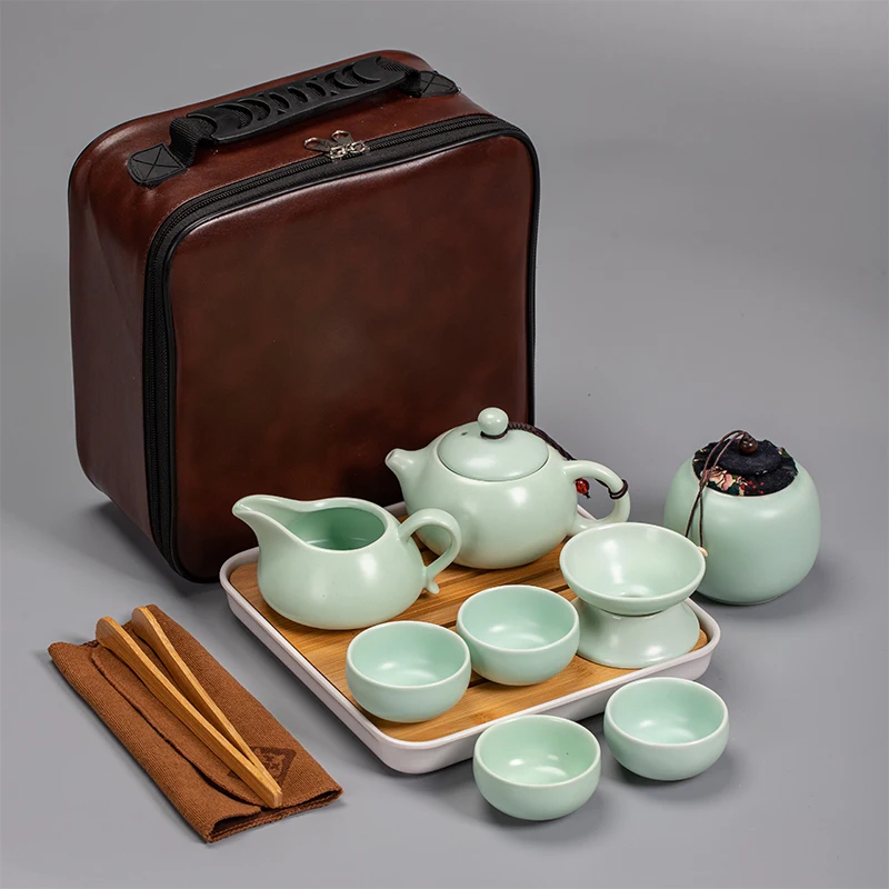 

Portable Travel Teaware Sets Handmade Ceramics Simple Chinese Tools Fine Bone Teaware Sets Juego De Te Home Kitchen DB60CJ