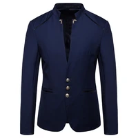 2021 autumn new mens fashion blazer mens fashion stand collar three button suit jacket mens slim large size suit jacket