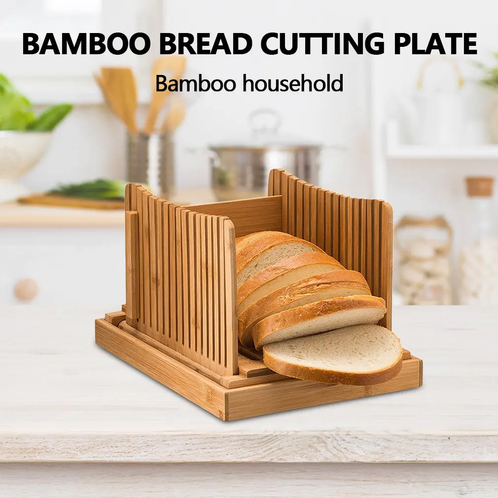 

NEW Nature Bamboo Bread Slicer For Homemade Bread Foladable & Compact Toast Cutting Board Guide Adjustable 3 Thickness Cutter