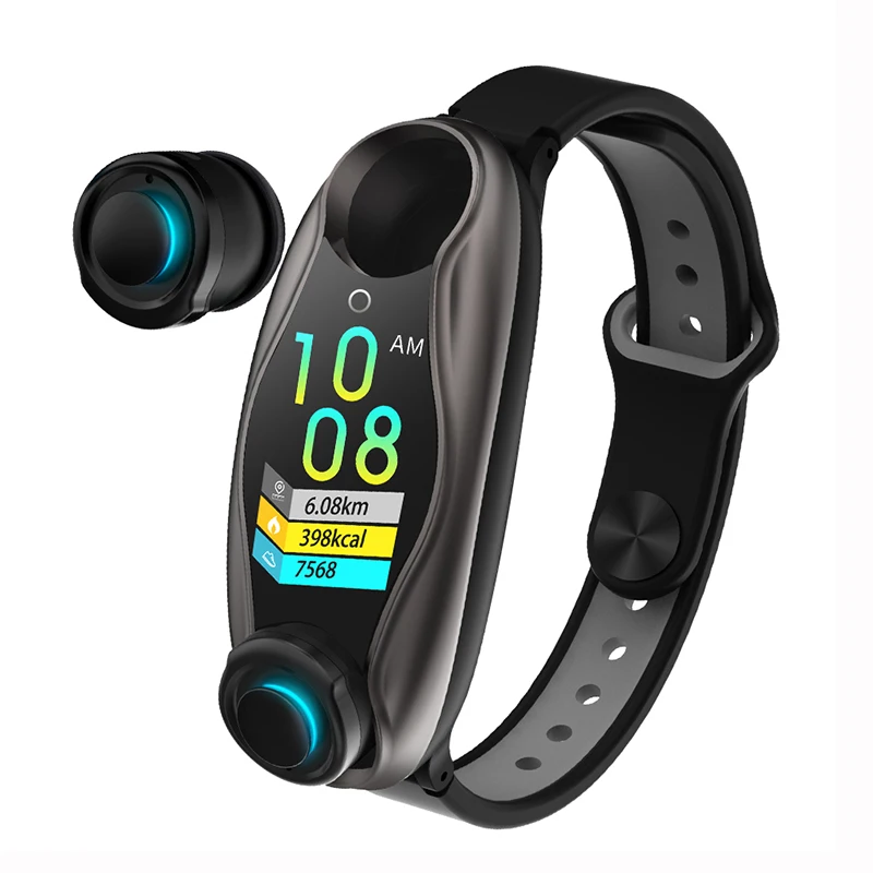 black Смарт-часы LEMFO LT04, Bluetooth наушники с пульсометром, фитнес-трекер, кровяное давление, BT звонки, умные часы для IOS, Android Phone - Цвет: black