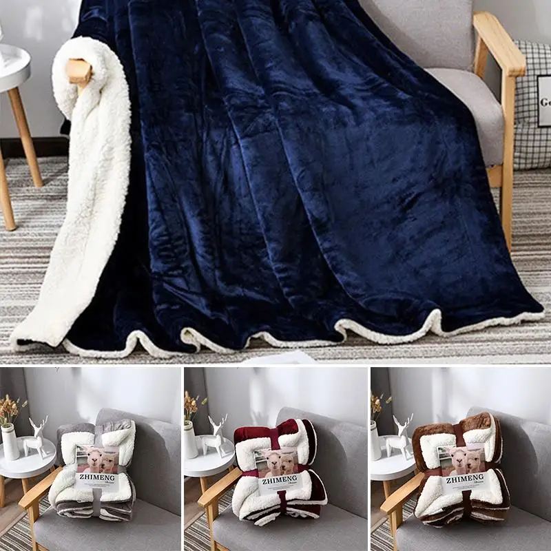 

Bed Blanket Plush Blanket Throw Blanket Thicken Super Soft Reversible Christmas Gift Winter Warm Hotel Housewarming Faux Fur