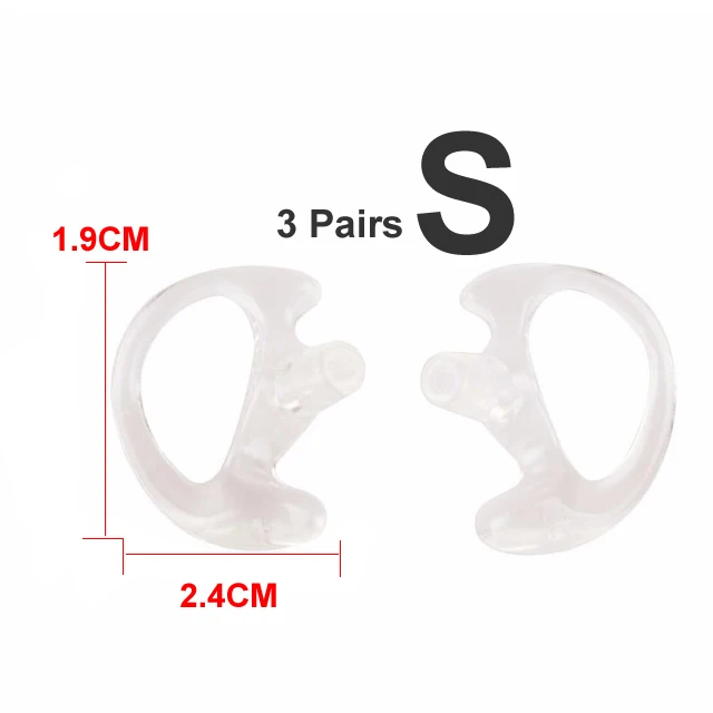 Transparent Small 6 шт.(3 пары) силиконовые формы для ушей в форме уха Двусторонняя радиоакустическая трубка портативная рация с наушниками аксессуары - Цвет: Transparent Small