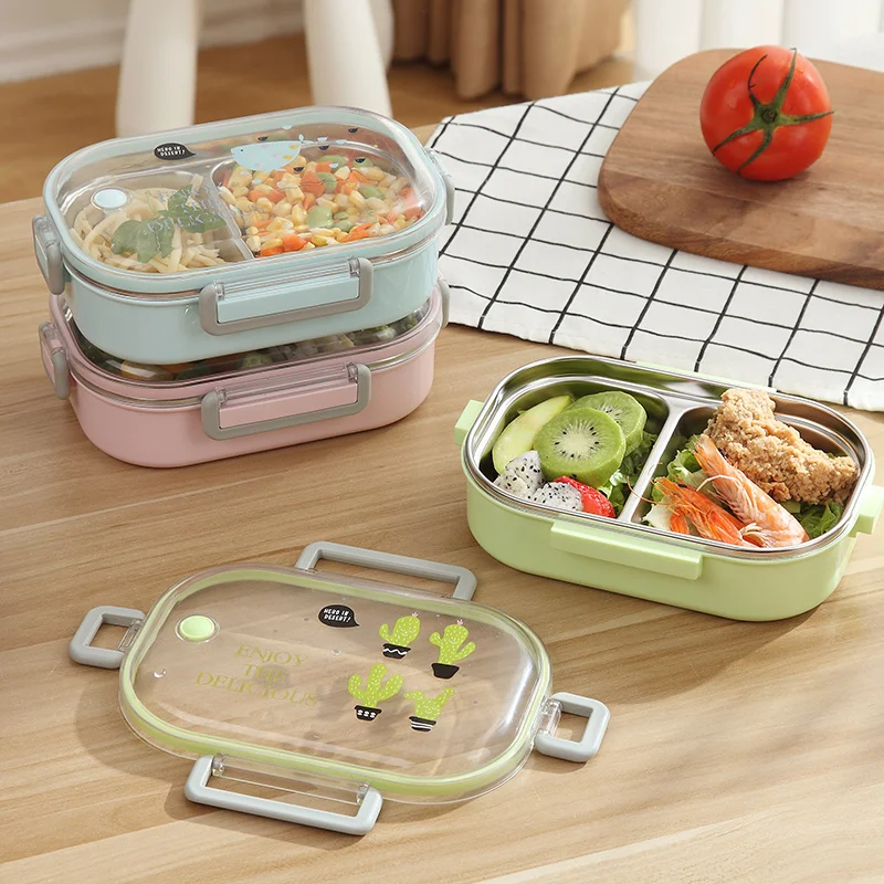 Пищевой контейнер Портативный Ланч бокс из нержавеющей стали Bento Box герметичный с