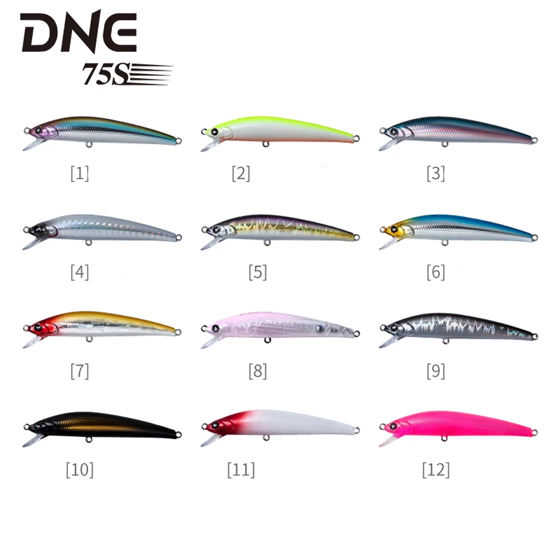 

Приманка для рыбалки DNE 75s/5,5 г, приманка с супер большим радиусом действия для ловли окуня, мандарина, 3D воблер с глазками, искусственная жест...