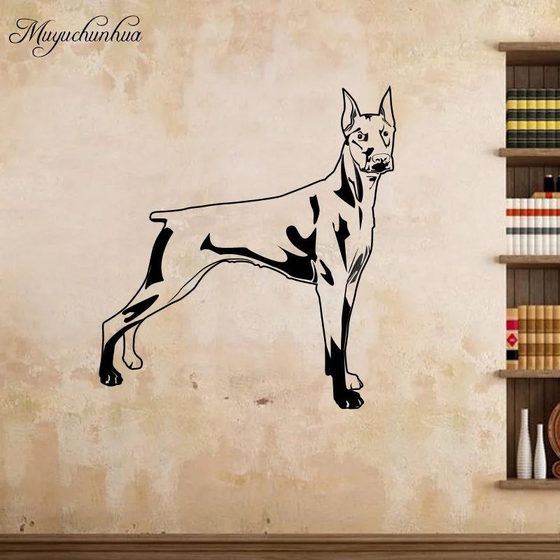 Милые наклейки на стену собаки Doberman Наклейка Виниловые художественные для