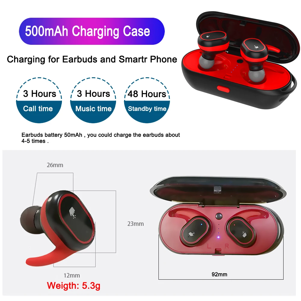 TWS беспроводные наушники 5 0 Bluetooth 3D стерео HIFI Спортивная гарнитура