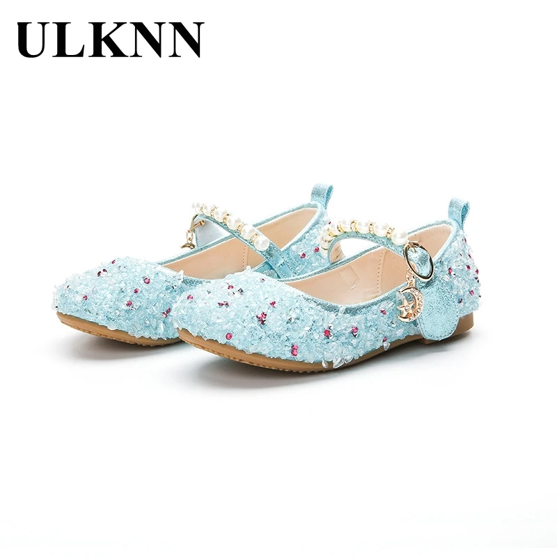 

ULKNN Girls Princess Shoes New Spring 2021 Pink Sequins Lovely Performance Dress Shoes Little Girl Soft-soled Shoes