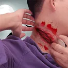 1 шт. Хэллоуин Зомби шеи татуировки шрамов фальшивые шрамы кровавый костюм ужасная Рана наклейка вечерние DIY