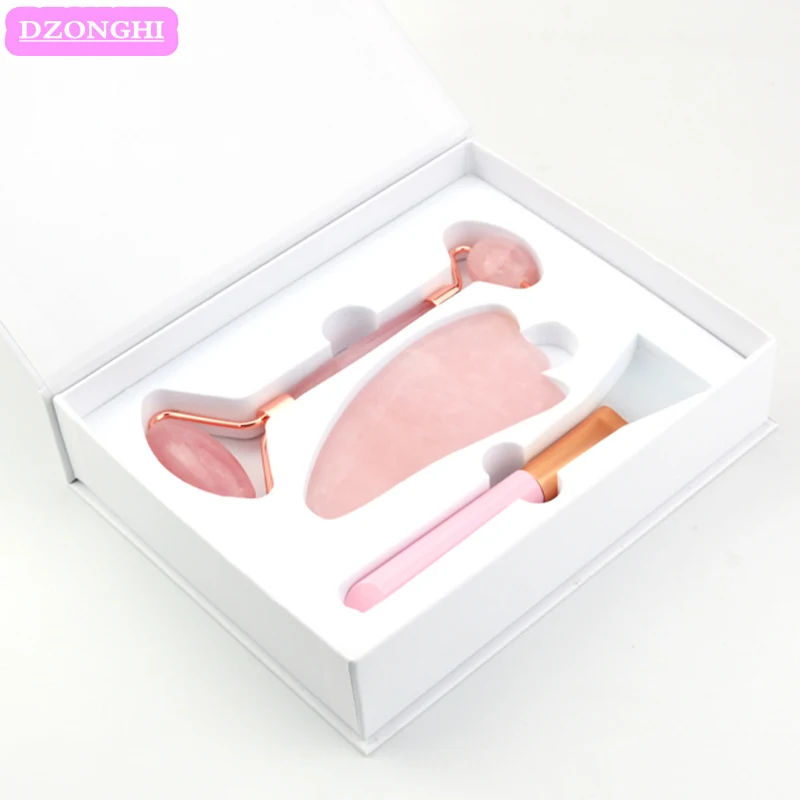 Роликовый массажер для лица из розового кварца порошок Хрустальный ролик