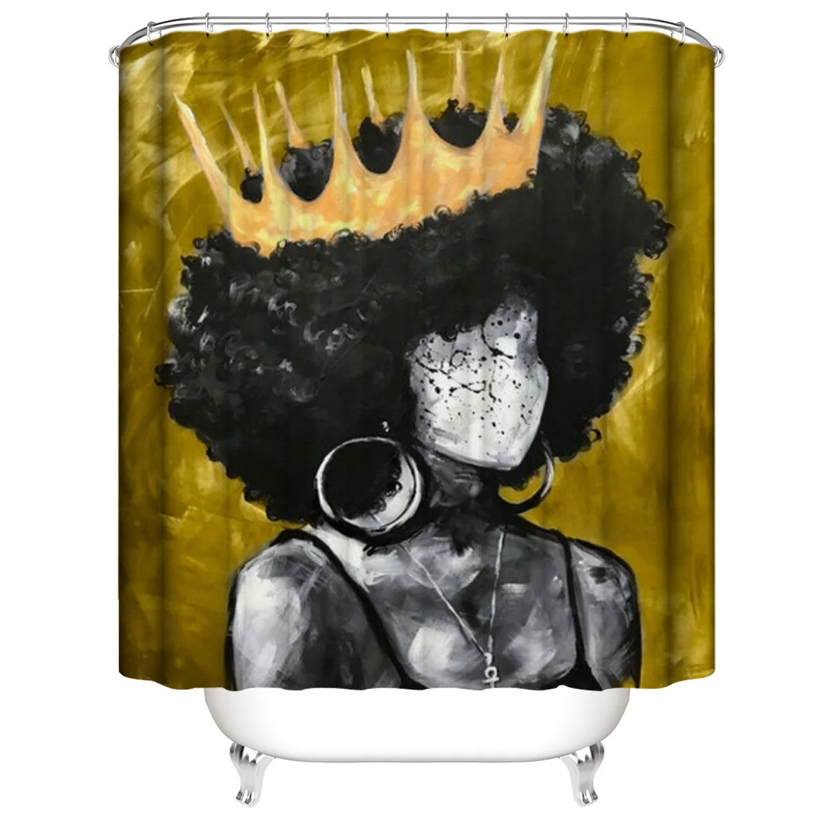 Золотая африканская американская Женская занавеска для душа с принтом в виде