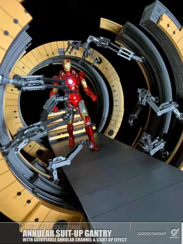 

Marvel Iron Man Movie Scene 1/12 Ring Demolition Station Extendable Lighting Ladder Super Movable Robot Arm Model Collection