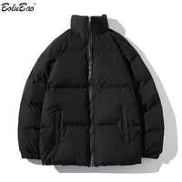 bolubao fashion mens winter hong kong style parkas casual stand collar thick padded jacket solid color loose daily parkas men