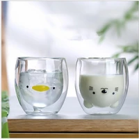 noenname_null lovely panda bear innovative doubleresistant beer glasses cup morning coffee milk juice glass 3d 2 tier wj820