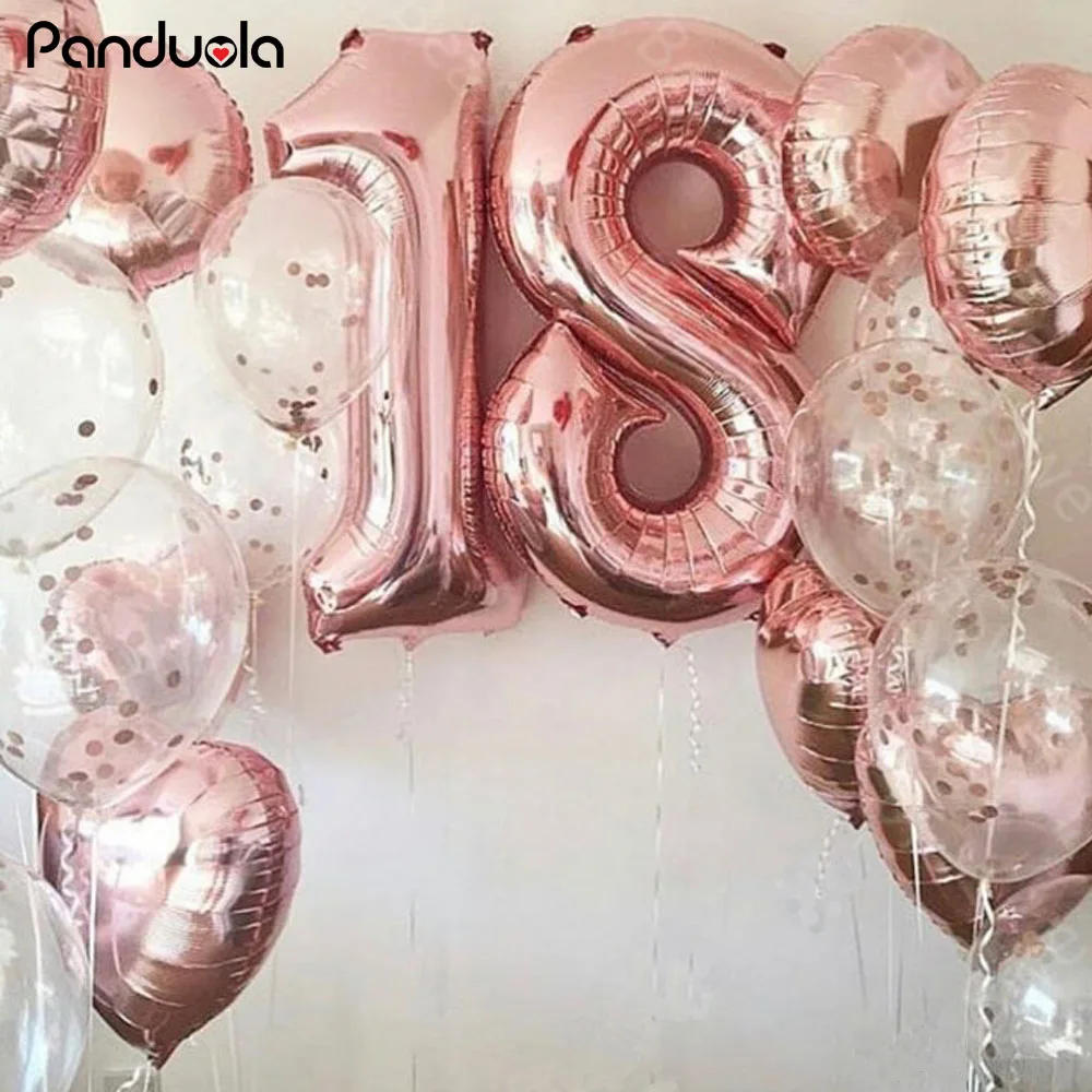 Воздушные шары с надписью 40 украшения для дня рождения золотистые розовые
