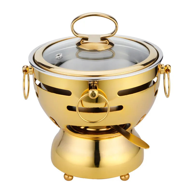 

304 Stainless Steel Small Hot Pot One Person One Pot Single Self-Service Small Shabu-Shabu Seafood Alcohol Stove Hot Pot Stove