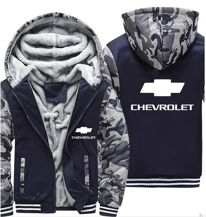 

Hoodies Jacket Men Chevrolet Car Logo Print Hoodies Mens Casual Winter Thicken Warm Fleece cotton Zipper Raglan Coat Tracksuits