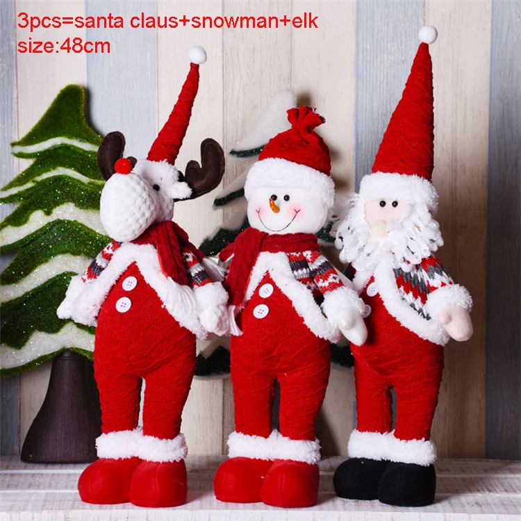 3pcs 247 Рождественские украшения, выдвижные фигурки-подставки, 3 шт., Санта Клаус+ Снеговик+ лось, Рождественские куклы, аксессуары для украшения дома и офиса - Цвет: 3pcs 247