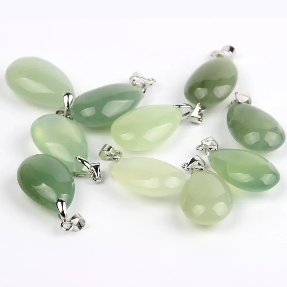Green Jasper 10 шт./лот Лабрадорит подвески в форме капель воды натуральный камень карфты рейки бусины маятник кристалл Чакра Исцеление Камень с бесплатным мешком - Цвет: Green Jasper