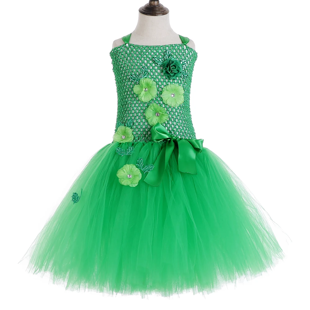 Платье-пачка с крыльями и зелеными цветами для девочек 1 комплект | Детская одежда