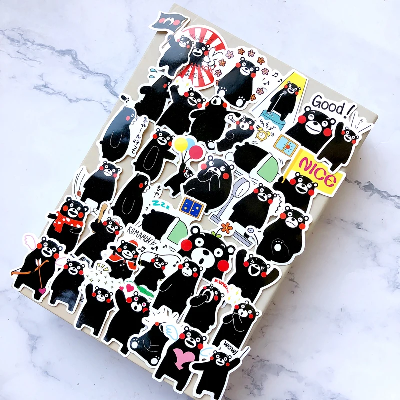 36 шт. милый каваи японский Kumamon стикер s мультфильм Rilakkuma ПВХ черная наклейка с