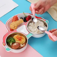 childrens car dinner plate 304 stainless steel spoon fork baby compartment food supplement dinner plate cutlery set
