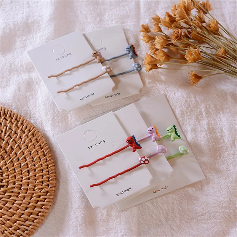 Красочная милая заколка для волос с изображением динозавра из мультфильма одним