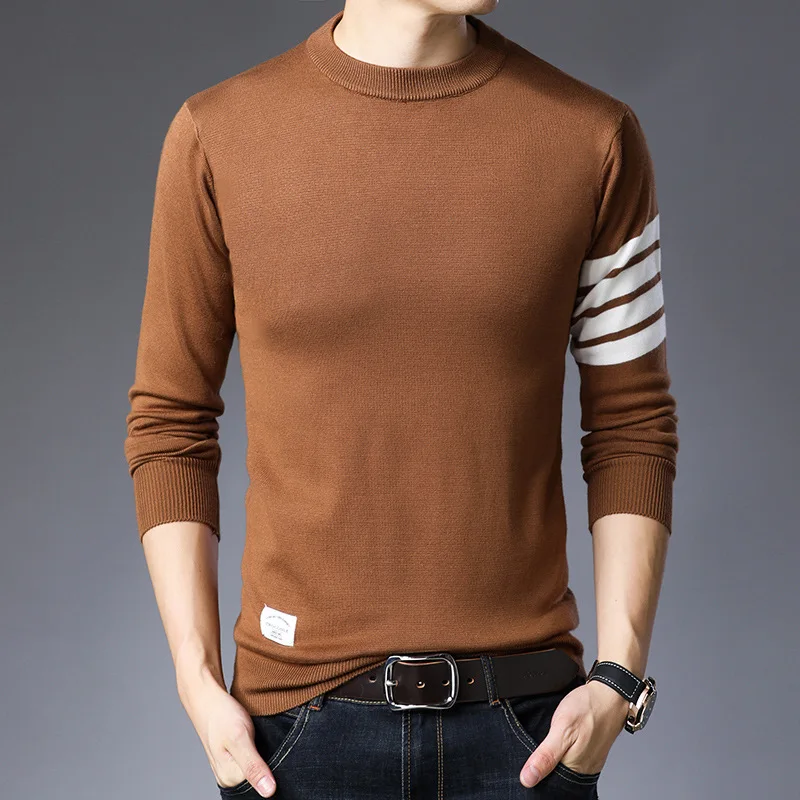

Men's sweater autumn new middle-aged and young men's round neck Pullover casual Knitted Top Men's trend bottomed shirt