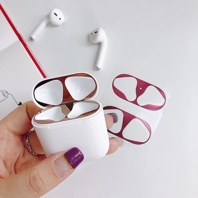 Металлическое покрытие для защиты от пыли Стикеры Apple Airpods патч AirPods чехол