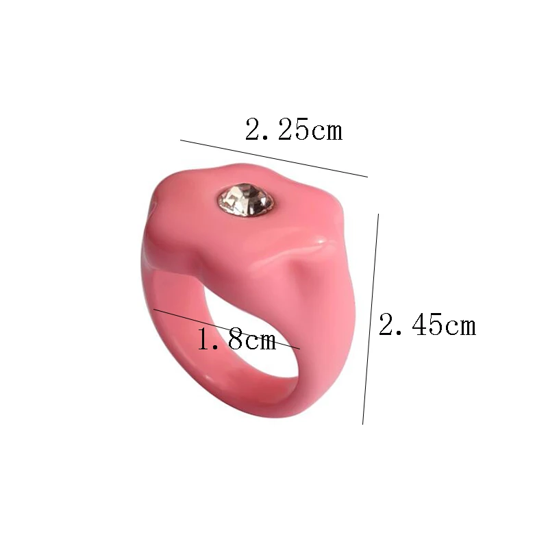 

2021 New Colourful Transparent Resin Acrylic Rhinestone Geometric Round Rings Set for Women Jewelry Travel Gifts