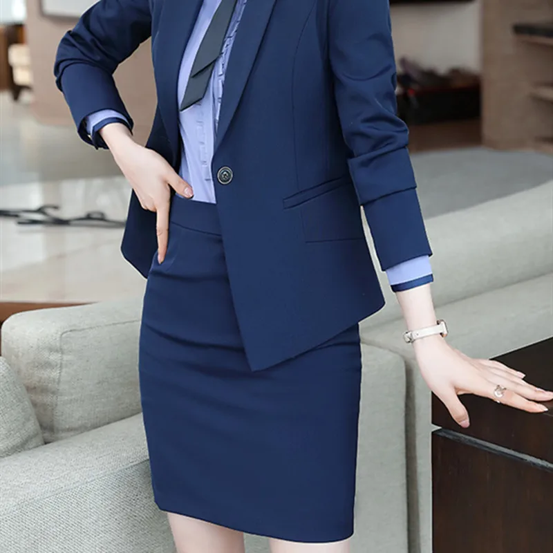 

Korean Fashion Women's Autumn Suit Casual Blue Blazer Oversize Business Suit Slim New Black Two Piece Ladies Office Pant Suit
