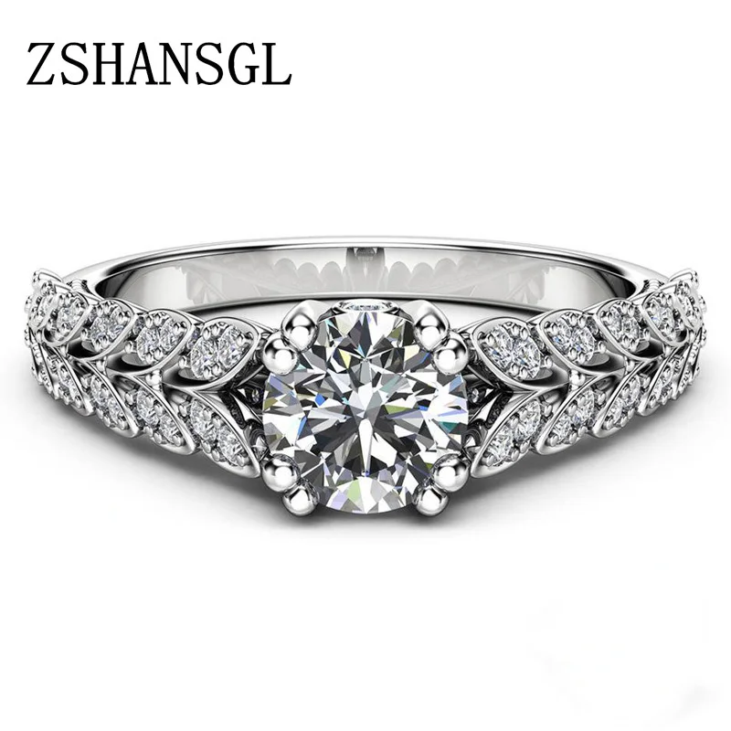 Модные сверкающие кольца с фианитом для женщин ювелирные изделия Подарок на