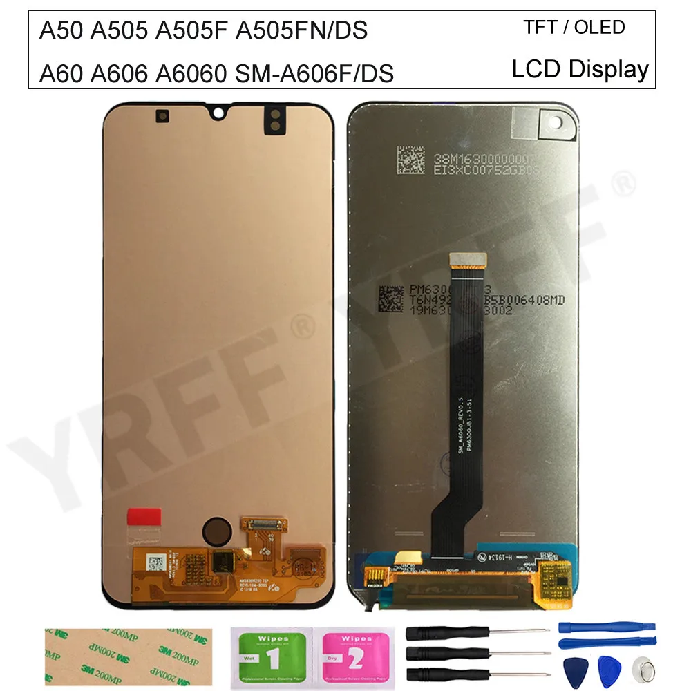 

For Samsung A60 A606 A6060 SM-A606F/DS LCD For Samsung Galaxy A50 A505F/DS A505 LCD Display Touch Screen Digitizer OLED Quality