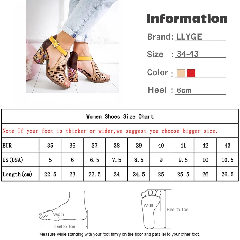 

Women's Sandals Female High Heels Zapatos De Mujer 2021 Peep Toe Summer Ladies Shoes PU Buckle Cover Heel Hollow Out Breathable