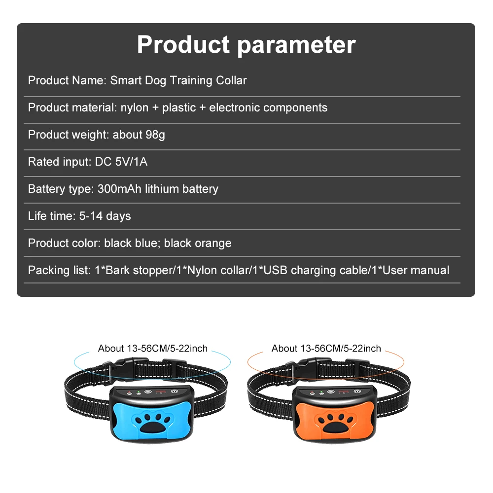 

Pet Dog Anti Barking USB Device Electric Dogs Dog Training Collar Anti Bark No Barking Waterproof Ultrasonic Training Collar