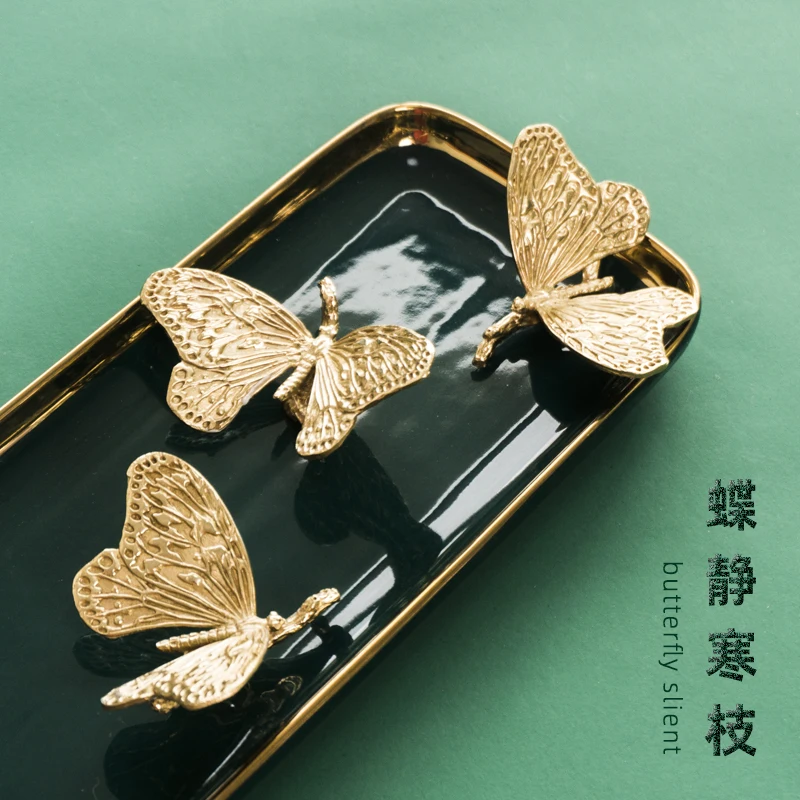 Латунь бабочка ручка Американский Ретро Медь шкаф с выдвижными ящиками обувной