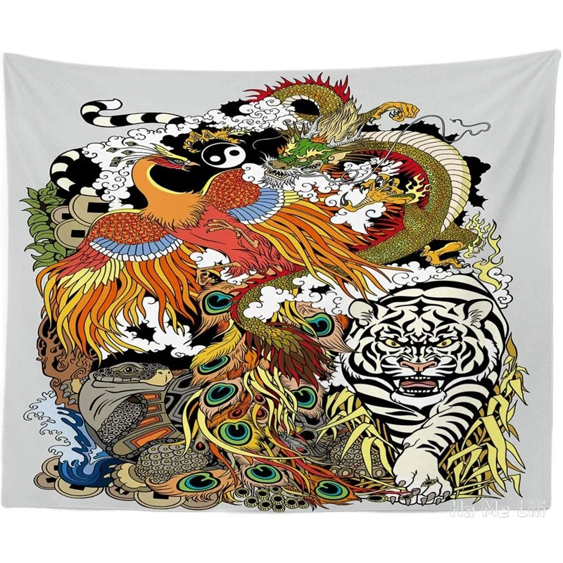 

Dragon And Tiger Yin Yang Symbol Wall Hanging Psychedelic By Ho Me Lili Tapestry Decorations Bedroom Living Room Dorm