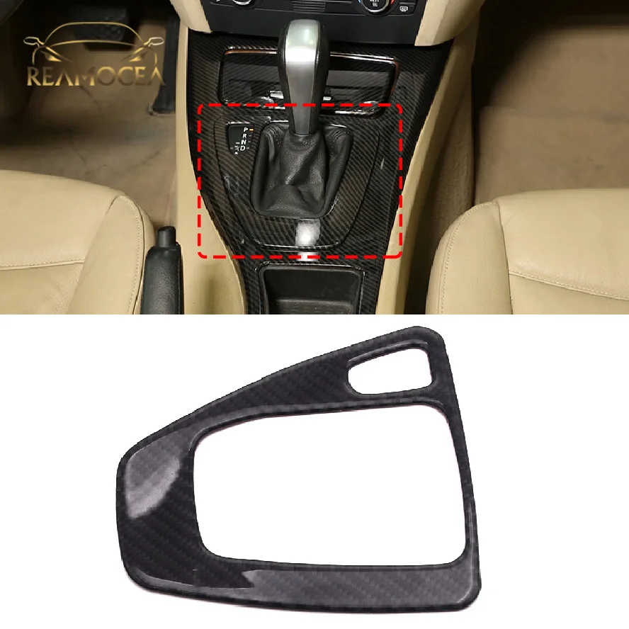 

Reamocea Carbon Fiber Interior Protective Control Gear Box Shift Panel Cover Trim Stickers Fit For BMW 3 Series E90 E92 2012 LHD
