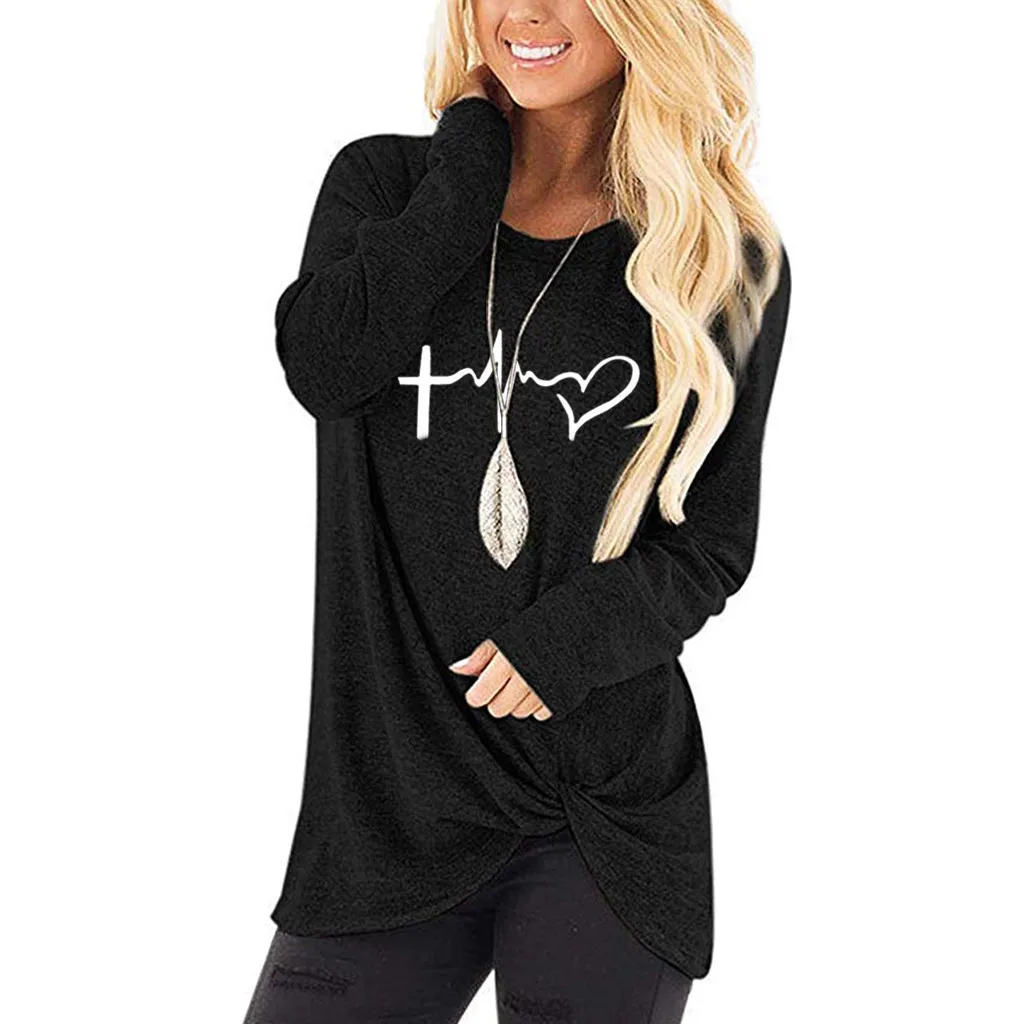 Женские футболки с круглым вырезом и длинными рукавами свободная футболка