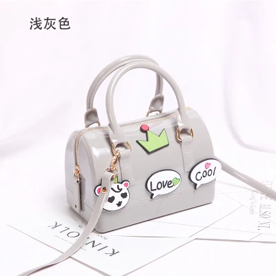 Light Grey Flower Новинка, силиконовая летняя милая сумка для конфет, желе, Женская Повседневная Сумка-тоут, женская сумка через плечо, пляжные сумки, сумка для девушек - Цвет: Light Grey Flower