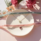 Ожерелье-чокер женское, из красного бархата, с Стразы в форме сердца пряжками