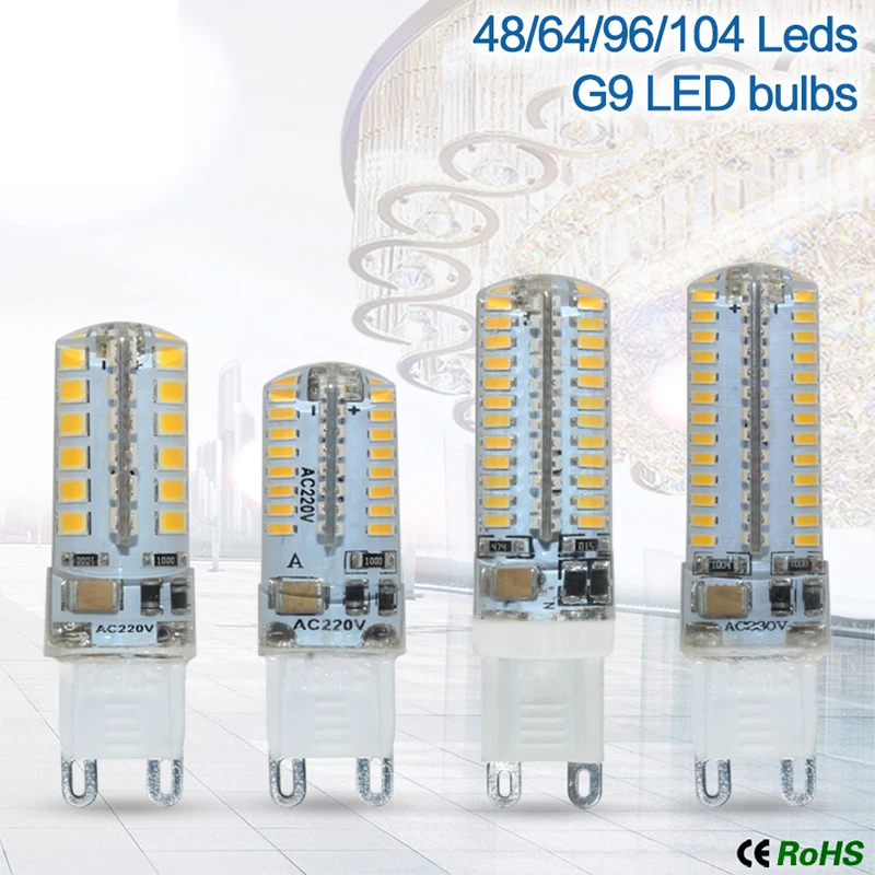 G4 G9 светодиодный светильник 3 Вт 7 8Вт 12Вт Bombillas AC220V SMD3014 галогенные 360 Угол луча 12v