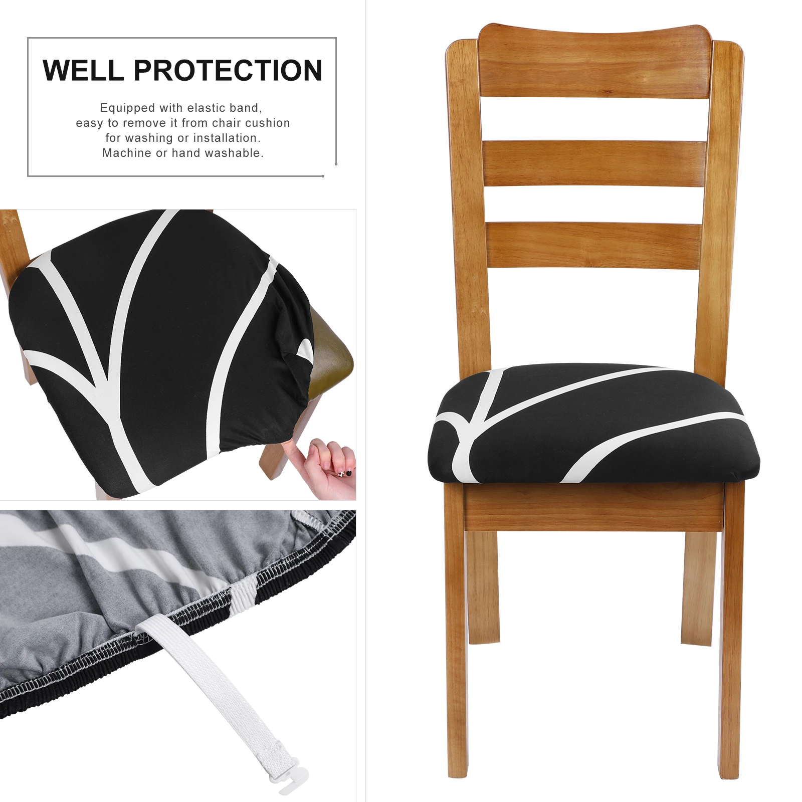 

1/2/4/6Pcs Spandex Dining Room Chair Seat Covers,Removable Washable Elastic Cushion Covers for Upholstered Dining Chair Banquet