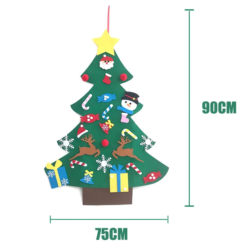 

Childrens DIY Christmas Tree Kids Christmas Decoration Felt Handmade Child Xmas Gift 2021 New Year Hanging Baby Room Decor Tree