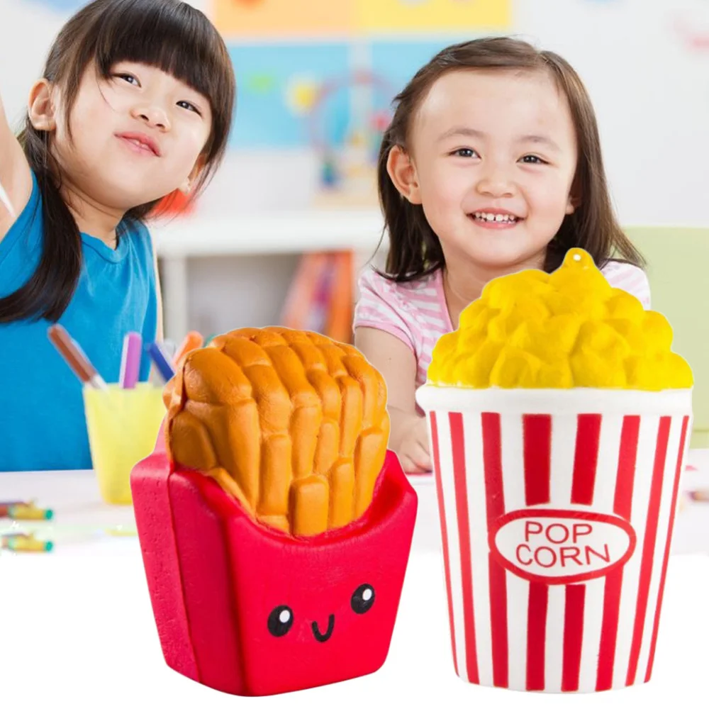 

2 Pcs Slow Rising Toys Squeeze Stretch Scented Popcorn French Fries for Stress Anxiety Relief