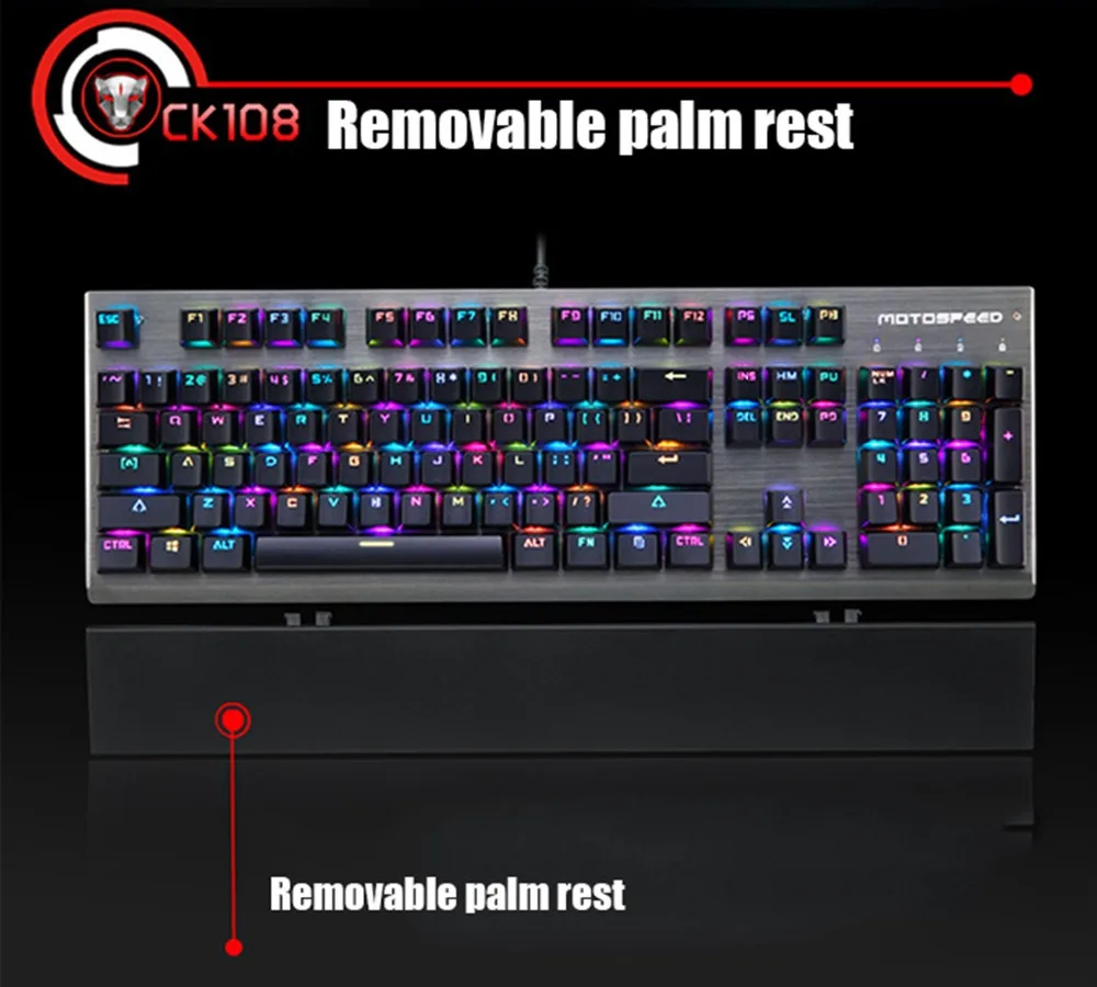 Motospeed CK108 механическая клавиатура с русской и английской раскладкой 104 клавиш RGB