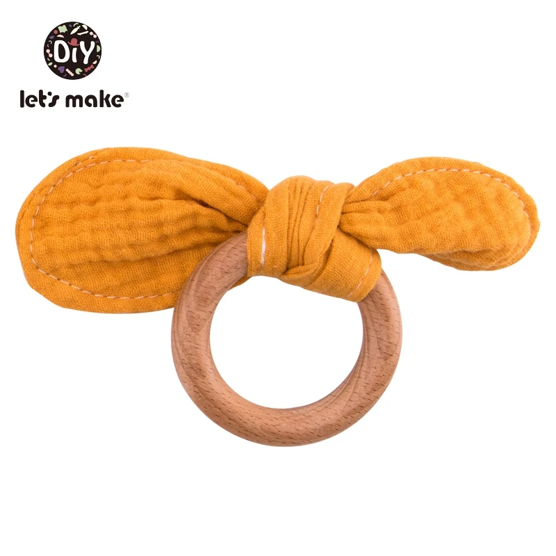 rabbit ring yellow Давайте сделаем деревянный зубопрорезыватель соски зажимы цепь держатель для соски слюни нагрудники животное Дерево грызун 1 шт. Подарочная коробка Детские Прорезыватели - Цвет: rabbit ring yellow